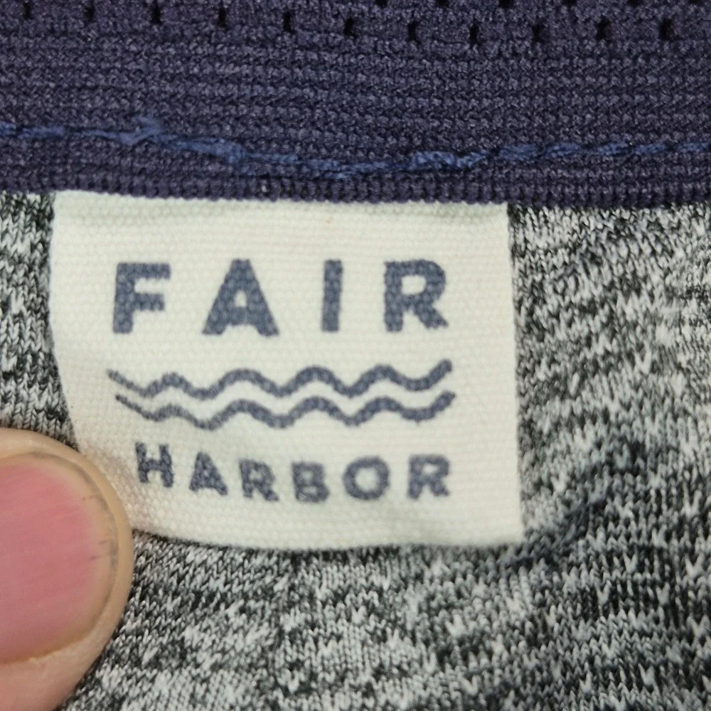Fair Harbor Swim Shorts Mens Medium Navy Blue Tropical Print Anchor Trunks 8